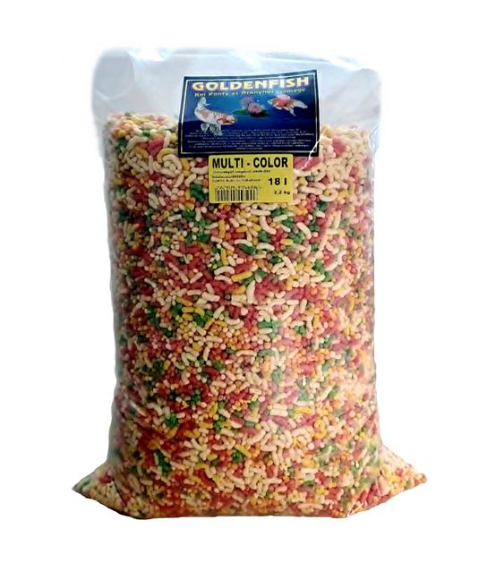 Goldenfish 18L MULTI COLOR tavi haltáp ~2,2kg GOLYÓS és PÁLCIKÁS keverék 50-50%